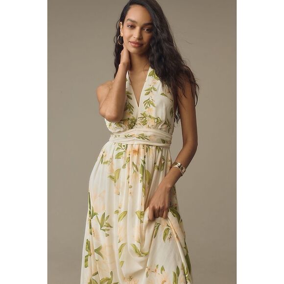 Farm Rio x Anthropologie V-Neck Floral Chiffon Maxi Dress - Picture 3 of 11